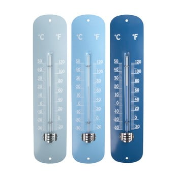 Set 3 termometre metalice Esschert Design Gardener, albastru
