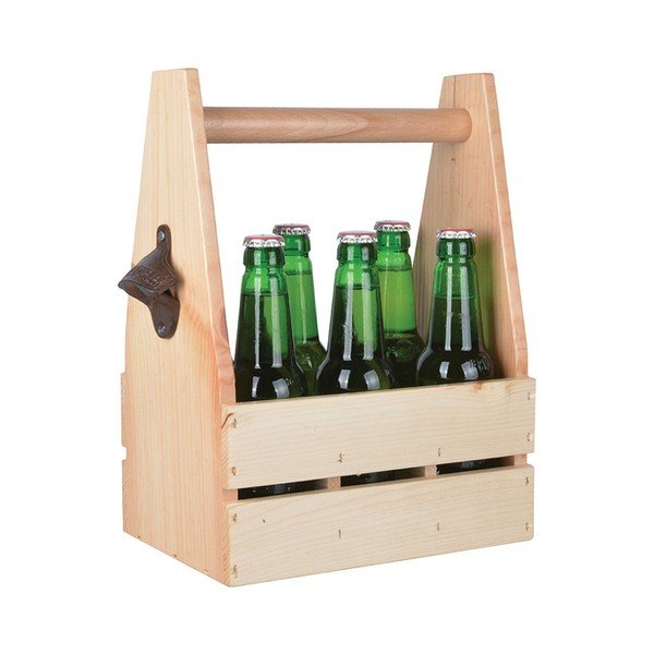 Dřevěná přenoska na lahve s otvírákem Ego Dekor