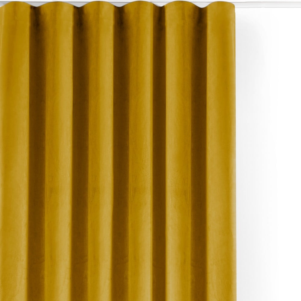 Sametový dimout závěs v hořčicové barvě 400x300 cm Velto – Filumi