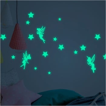Set autocolante fosforescente de perete ambiance fairies and stars