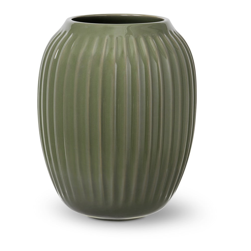 Tmavě zelená kameninová váza Kähler Design, výška 21 cm