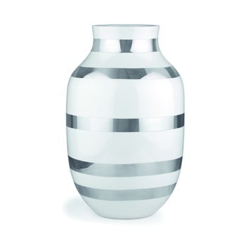 Vază din ceramică cu detalii argintii Kähler Design Omaggio, înălțime 30,5 cm, alb