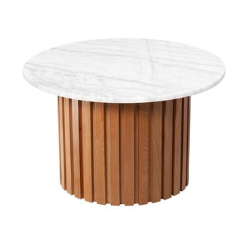 Măsuță de cafea cu blat din marmură și structură din lemn de stejar RGE Moon, ⌀ 85 cm, alb imagine