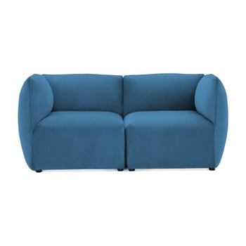 Canapea modulară cu 2 locuri vivonita velvet cube, albastru