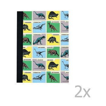 Set 2 caiete exerciții tip dictando cu imprimeu dinozaur rex london prehistoric land