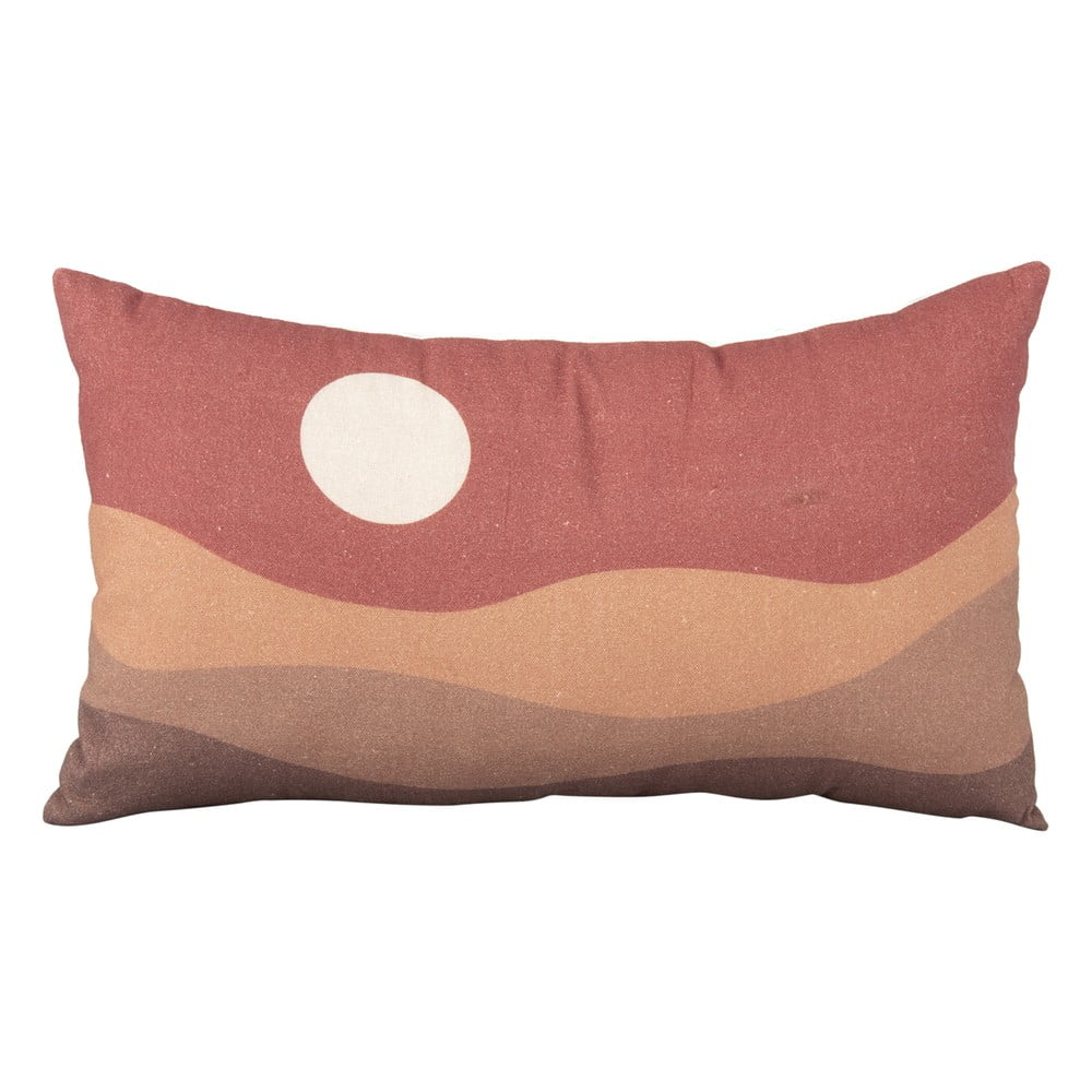 Hnědo-červený bavlněný polštář PT LIVING Clay Sunset, 50 x 30 cm
