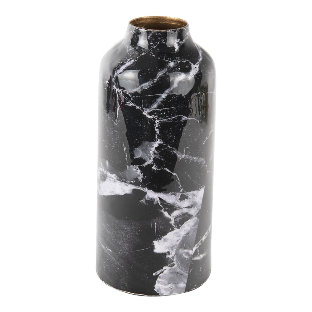 Černo-bílá železná váza PT LIVING Marble, výška 20 cm