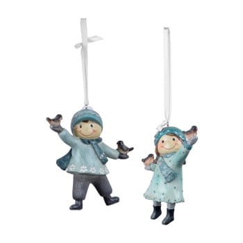 Set 2 decorațiuni suspendate de crăciun ego dekor playful, gri turcoaz