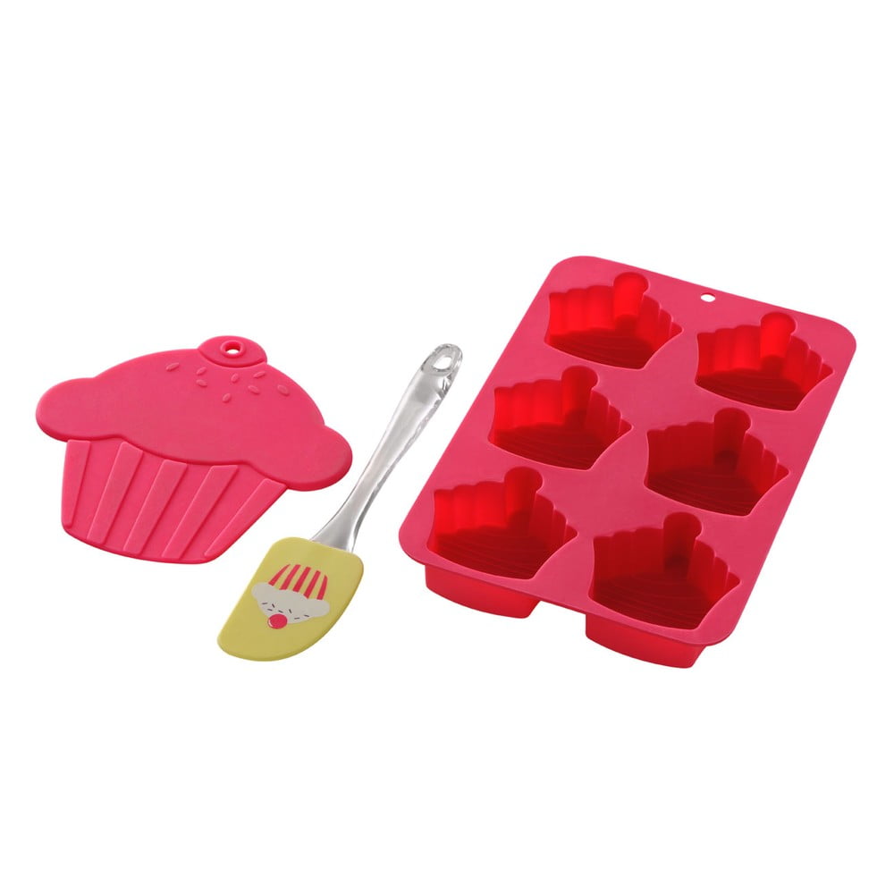 Sada formy, stěrky a podložky Premier Housewares Cupcake Baking Pink, 3ks