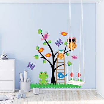 Set autocolante de perete pentru camera copiilor ambiance owls tree