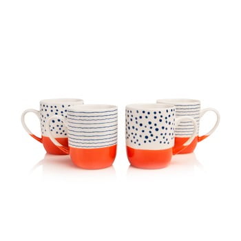 Set 4 căni din porțelan sabichi tangerine, 470 ml