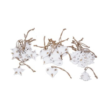 Set 24 decorațiuni suspendate ego dekor home, alb - auriu