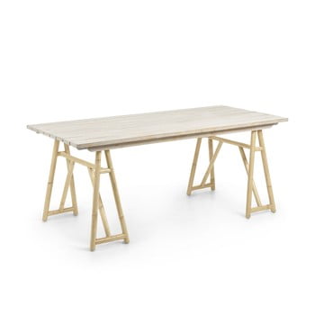 Masă din ratan natural la forma creassy, 180 x 85 cm