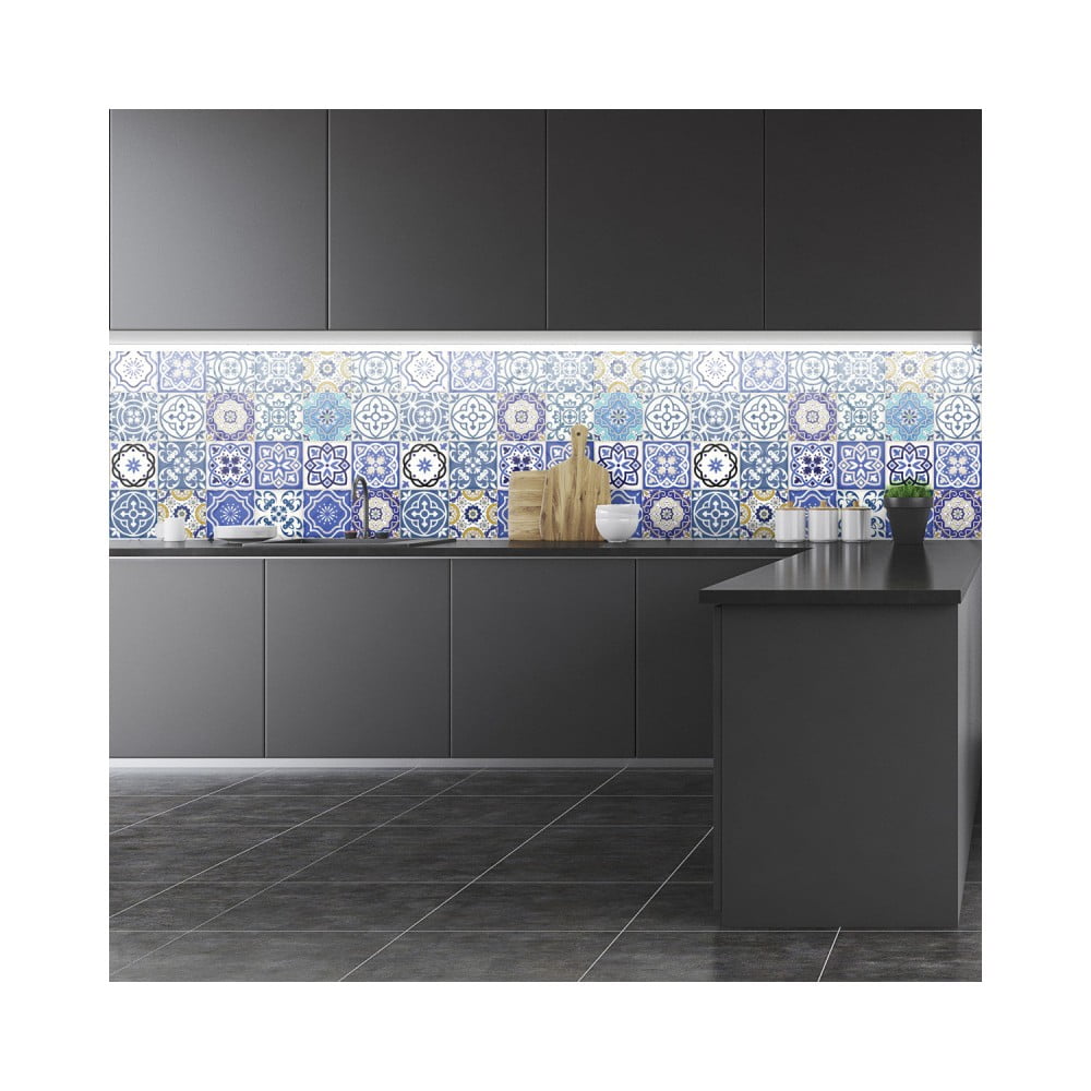 Sada 24 nástěnných samolepek Ambiance Wall Stickers Tiles Flamenco, 10 x 10 cm