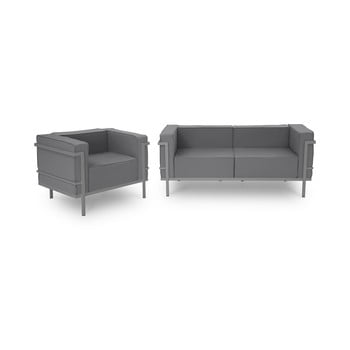 Set mobilier de grădină potrivit pentru 3 persoane calme jardin cannes, gri grafit - gri