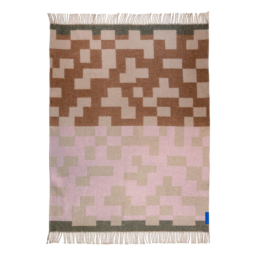 Růžovo-hnědá deka s příměsí vlny 130x190 cm Maze – Mette Ditmer Denmark