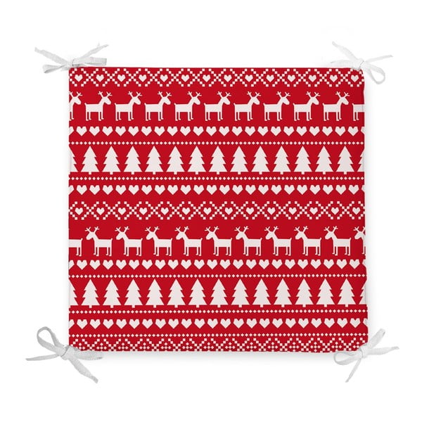 Vánoční podsedák s příměsí bavlny Minimalist Cushion Covers Santas Reindeer, 42 x 42 cm