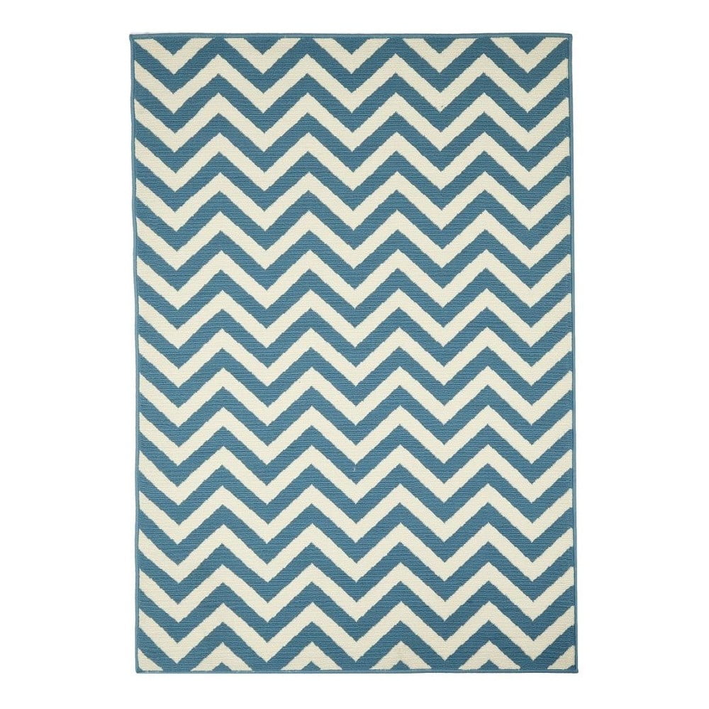 Světle modrý venkovní koberec Floorita Waves, 133 x 190 cm