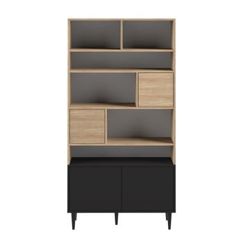 Bibliotecă cu detalii din lemn de stejar temahome horizon, negru
