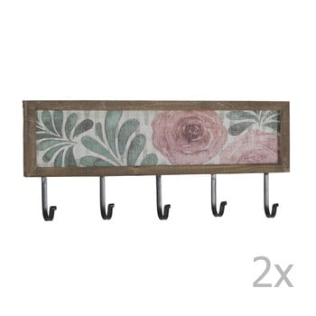 Set 2 cuiere pentru perete cu 5 cârlige geese rose