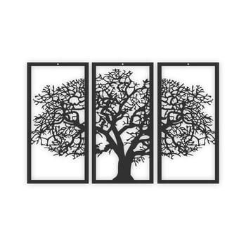 Tablou din 3 piese solid tree, negru