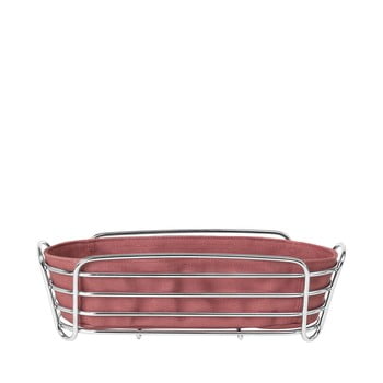 Coș oval pentru pâine cu pânză din bumbac blomus delara, lățime 32,roz închis