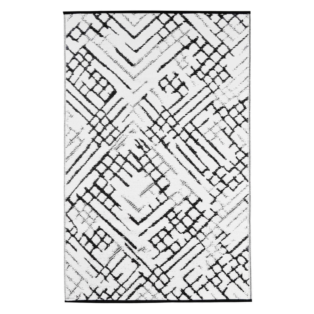 Černo-bílý oboustranný koberec vhodný i do exteriéru Green Decore Channels, 180 x 120 cm