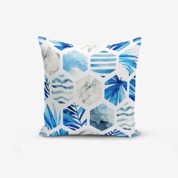 Față de pernă cu amestec din bumbac minimalist cushion covers blue geometric, 45 x 45 cm