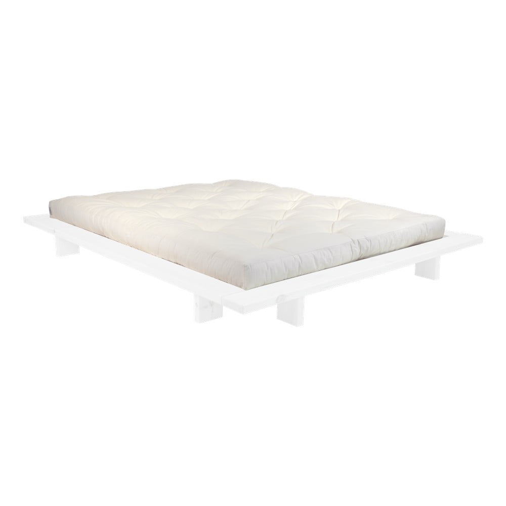 Dvoulůžková postel z borovicového dřeva s matrací Karup Design Japan Comfort Mat White/Natural, 160 x 200 cm