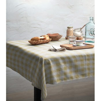 Față de masă linen couture yellow vichy, 140 x 200 cm