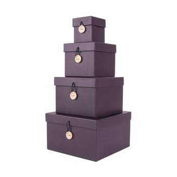 Set 4 cutii de depozitare pt living uniform, mov