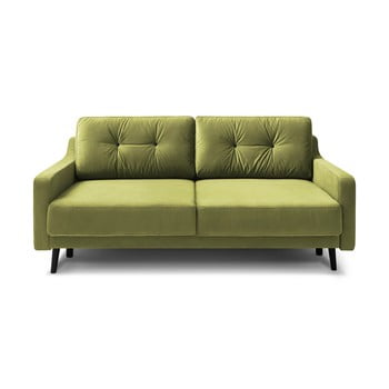 Canapea extensibilă cu 3 locuri, catifea bobochic paris torp, verde deschis