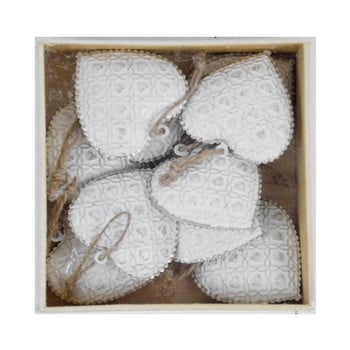 Set 10 decorațiuni metalice în formă de inimă ego dekor x-mass, alb