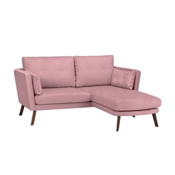 Canapea cu 3 locuri mazzini sofas elena, cu șezlong pe partea dreaptă, roz deschis