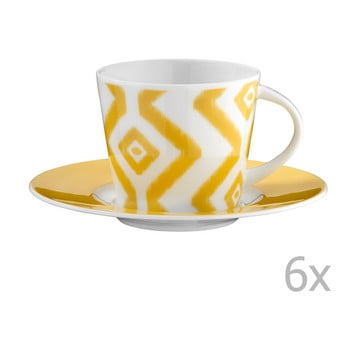 Set 6 căni din porțelan pentru ceai cu farfurioară vasilissa, 200 ml