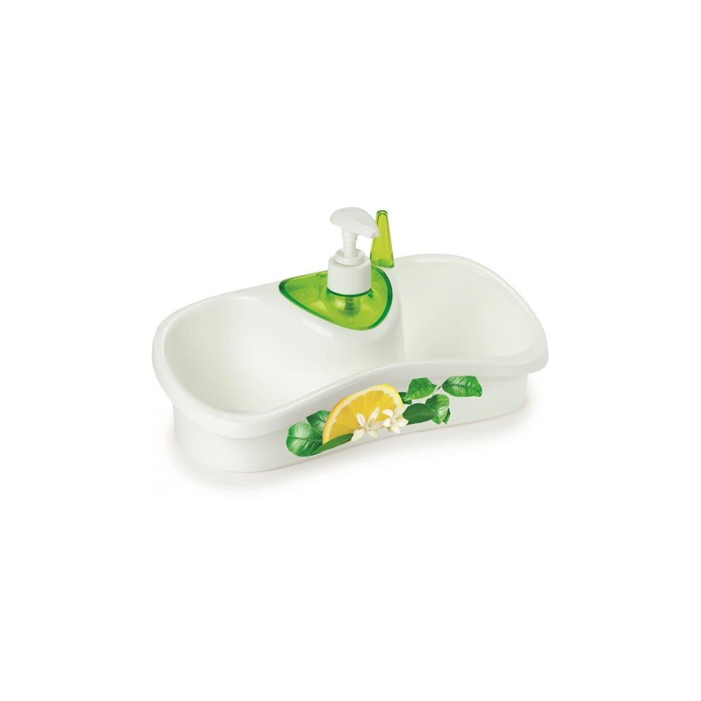 Zelený stojan na mytí nádobí s dávkovačem saponátu Snips