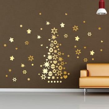 Autocolant crăciun ambiance golden christmas tree and stars