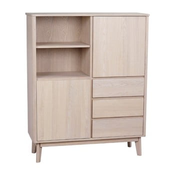Comodă din lemn de stejar alb rowico yumi, înălțime 138 cm