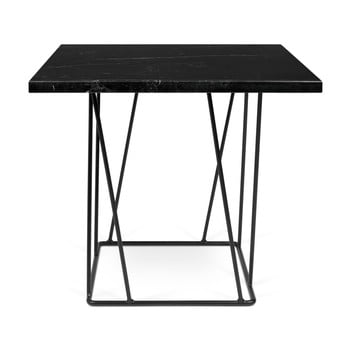 Măsuță temahome helix din marmură, cu picioare negre, 50 cm, negru