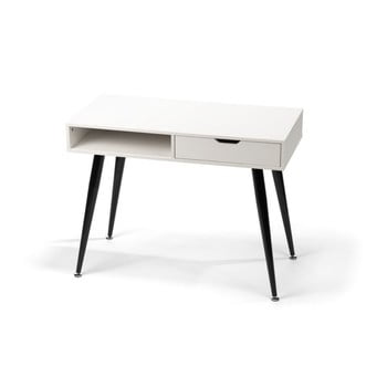 Birou cu structură neagră din metal loomi.design diego, alb, 100 x 50 cm
