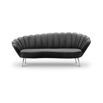 Canapea asimetrică cu tapițerie de catifea interieur 86 varenne, 224 cm, gri închis