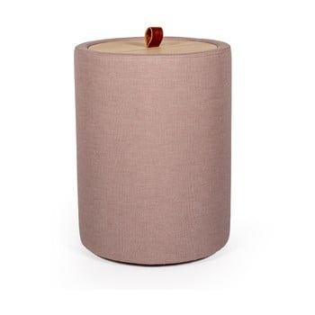 Măsuţă auxiliară cu spaţiu de depozitare şi panou detaşabil din stejar, culoare roz, ⌀ 36 cm, askala ibisco
