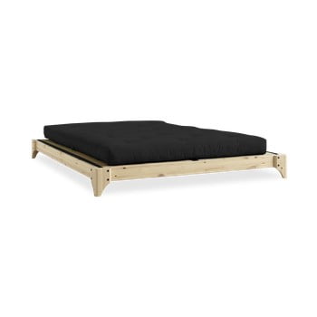 Pat dublu din lemn de pin cu saltea și tatami karup design elan double latex natural/black, 180 x 200 cm