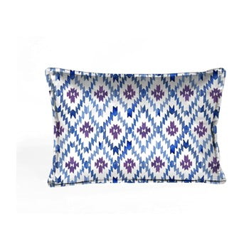 Față de pernă decorativă velvet atelier formentera, 50 x 25 cm, alb-albastru