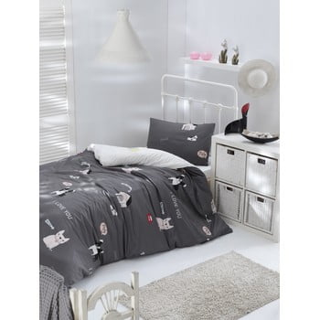 Lenjerie de pat din bumbac ranforce pentru pat de 1 persoană mijolnir papcik anthracite, 140 x 200 cm