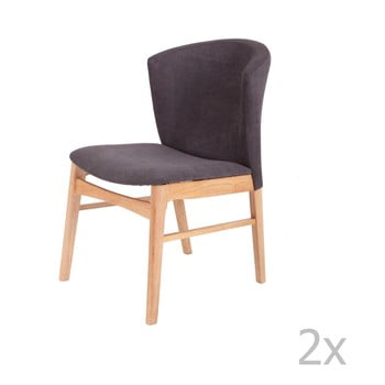 Set 2 scaune cu picioarele maro deschis din lemn de cauciuc sømcasa mara, gri închis