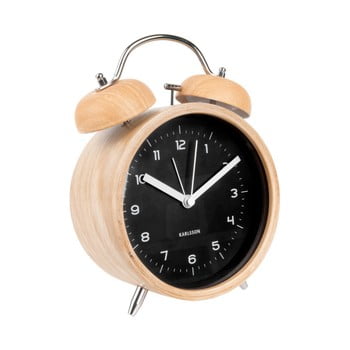 Ceas alarmă karlsson classic, decor lemn, ⌀ 14 cm, negru