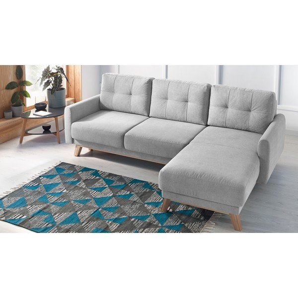 Šedá rozkládací rohová pohovka Bobochic Paris Balio Enjoy, pravý roh