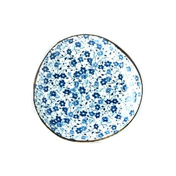 Farfurie din ceramică mij daisy, ø 12 cm, alb - albastru