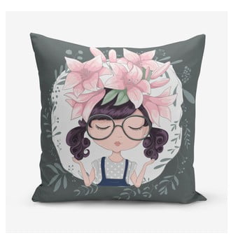 Față de pernă minimalist cushion covers flower and girl, 45 x 45 cm